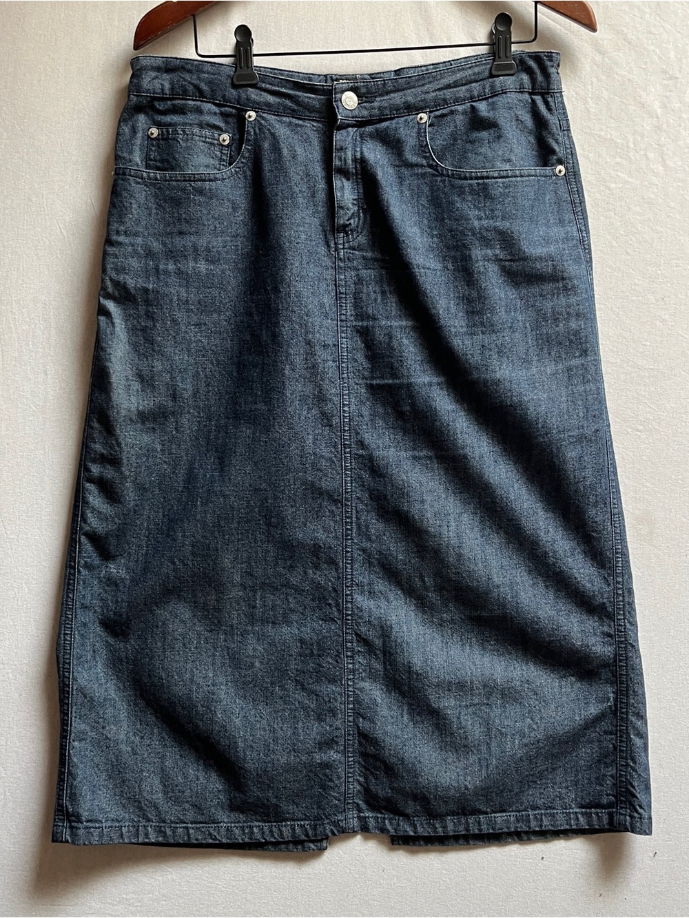 Vintage Polo Jeans Co. Ralph Lauren Dark Wash Denim Midi Skirt Size 10